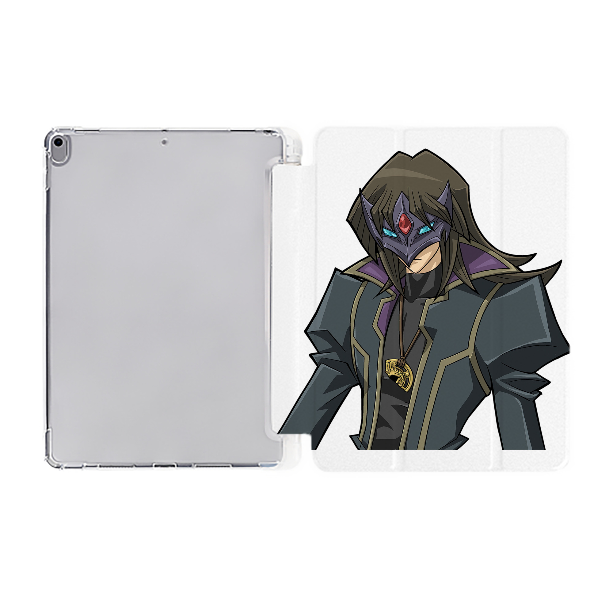 （画像用） 遊☆戯☆王 Yu-Gi-Oh! IPad ケース ペン収納付き 三つ折りスタンド PUレザー×シリコン 対応機種9.5/10.5/10.9インチ